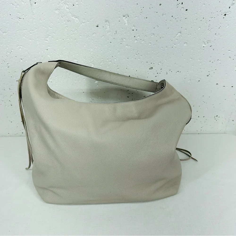 Rebecca Minkoff Large Gray Leather Bryn Double Zip Hobo Ladies Bag Purse